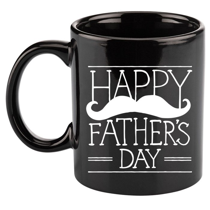 Happy Father's Day Mustache Gift 11oz C Handle Ceramic Mug