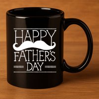 Happy Father's Day Mustache Gift 11oz C Handle Ceramic Mug