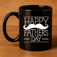 Happy Father's Day Mustache Gift 11oz C Handle Ceramic Mug