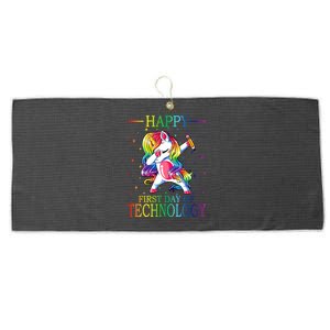 Happy First Day Of Technology Unicorn Gift Large Microfiber Waffle Golf Towel