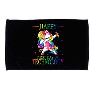 Happy First Day Of Technology Unicorn Gift Microfiber Hand Towel