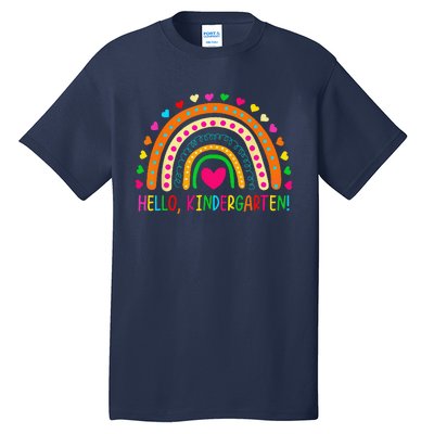 Happy First Day Of School Hello Kindergarten Teacher Rainbow Tall T-Shirt