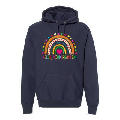 Happy First Day Of School Hello Kindergarten Teacher Rainbow Premium Hoodie