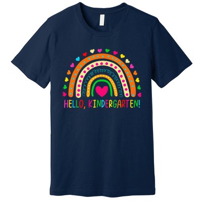 Happy First Day Of School Hello Kindergarten Teacher Rainbow Premium T-Shirt