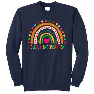 Happy First Day Of School Hello Kindergarten Teacher Rainbow Tall Sweatshirt