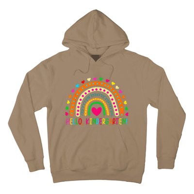 Happy First Day Of School Hello Kindergarten Teacher Rainbow Hoodie