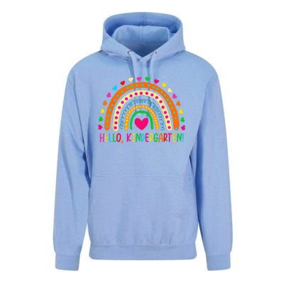 Happy First Day Of School Hello Kindergarten Teacher Rainbow Unisex Surf Hoodie