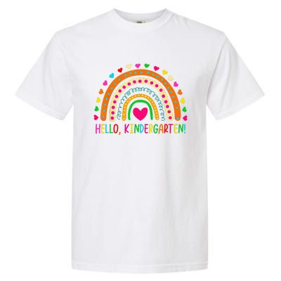 Happy First Day Of School Hello Kindergarten Teacher Rainbow Garment-Dyed Heavyweight T-Shirt