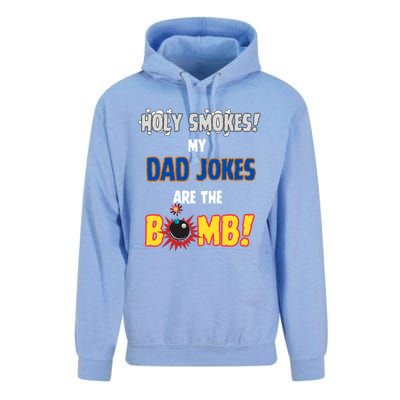 Happy FatherS Day Holy Smokes My Dad Jokes Are The Bomb! Gift Unisex Surf Hoodie