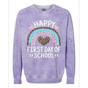 Happy First Day Of School Outfit Rainbow Teacher Student Colorblast Crewneck Sweatshirt