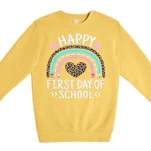 Happy First Day Of School Outfit Rainbow Teacher Student Premium Crewneck Sweatshirt