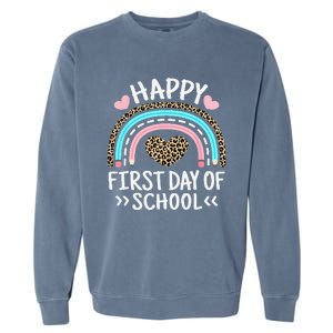 Happy First Day Of School Outfit Rainbow Teacher Student Garment-Dyed Sweatshirt