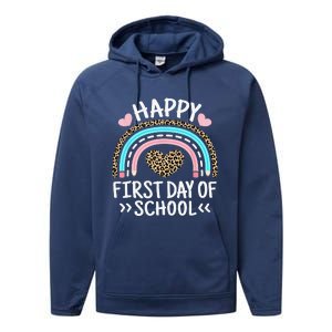 Happy First Day Of School Outfit Rainbow Teacher Student Performance Fleece Hoodie