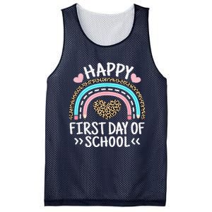 Happy First Day Of School Outfit Rainbow Teacher Student Mesh Reversible Basketball Jersey Tank