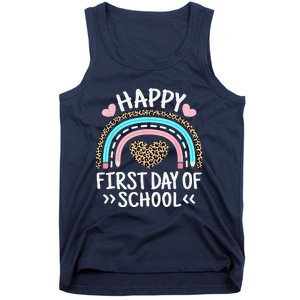 Happy First Day Of School Outfit Rainbow Teacher Student Tank Top