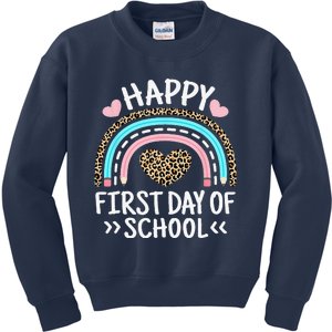 Happy First Day Of School Outfit Rainbow Teacher Student Kids Sweatshirt