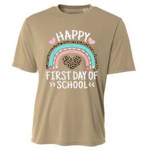 Happy First Day Of School Outfit Rainbow Teacher Student Cooling Performance Crew T-Shirt