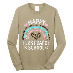 Happy First Day Of School Outfit Rainbow Teacher Student Long Sleeve Shirt