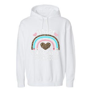 Happy First Day Of School Outfit Rainbow Teacher Student Garment-Dyed Fleece Hoodie