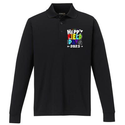 Happy Field Days School Trips Just Here for Dinosaur Student Performance Long Sleeve Polo