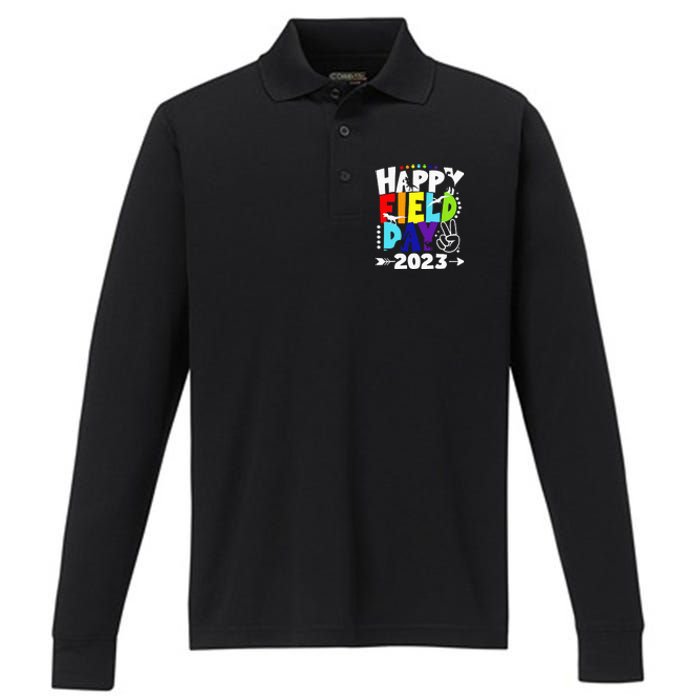 Happy Field Days School Trips Just Here for Dinosaur Student Performance Long Sleeve Polo