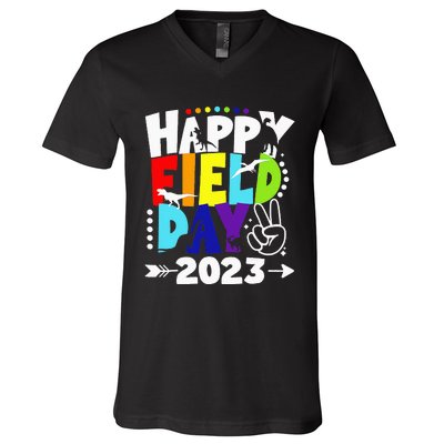 Happy Field Days School Trips Just Here for Dinosaur Student V-Neck T-Shirt