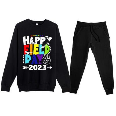 Happy Field Days School Trips Just Here for Dinosaur Student Premium Crewneck Sweatsuit Set