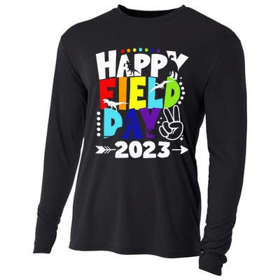 Happy Field Days School Trips Just Here for Dinosaur Student Cooling Performance Long Sleeve Crew