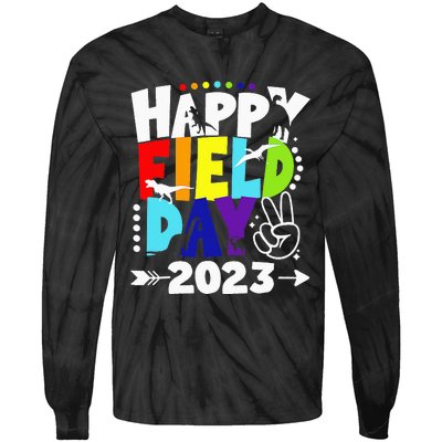 Happy Field Days School Trips Just Here for Dinosaur Student Tie-Dye Long Sleeve Shirt