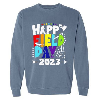 Happy Field Days School Trips Just Here for Dinosaur Student Garment-Dyed Sweatshirt