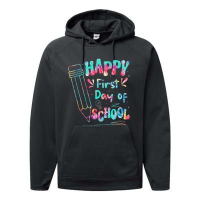 Happy First Day Of School Summers Out For School Performance Fleece Hoodie