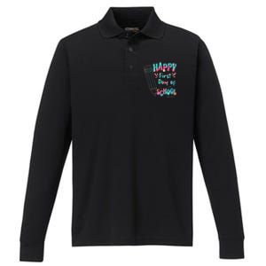 Happy First Day Of School Summers Out For School Performance Long Sleeve Polo