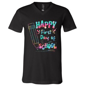 Happy First Day Of School Summers Out For School V-Neck T-Shirt