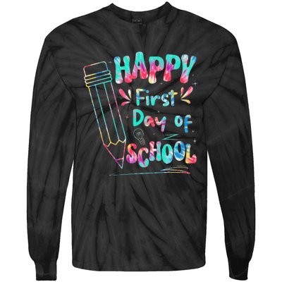 Happy First Day Of School Summers Out For School Tie-Dye Long Sleeve Shirt