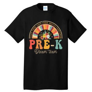 Happy First Day Pre K Team Teacher Kids 60s 70s Hippie Retro Tall T-Shirt