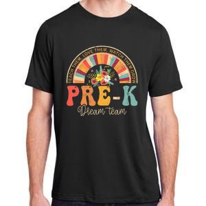 Happy First Day Pre K Team Teacher Kids 60s 70s Hippie Retro Adult ChromaSoft Performance T-Shirt