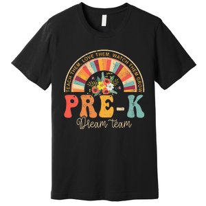 Happy First Day Pre K Team Teacher Kids 60s 70s Hippie Retro Premium T-Shirt