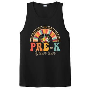 Happy First Day Pre K Team Teacher Kids 60s 70s Hippie Retro PosiCharge Competitor Tank