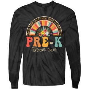 Happy First Day Pre K Team Teacher Kids 60s 70s Hippie Retro Tie-Dye Long Sleeve Shirt