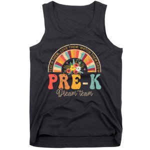 Happy First Day Pre K Team Teacher Kids 60s 70s Hippie Retro Tank Top