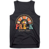 Happy First Day Pre K Team Teacher Kids 60s 70s Hippie Retro Tank Top