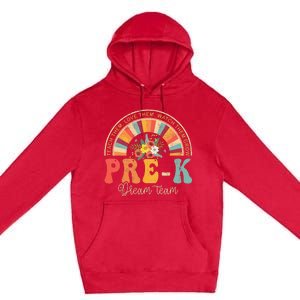 Happy First Day Pre K Team Teacher Kids 60s 70s Hippie Retro Premium Pullover Hoodie