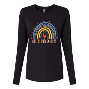 Happy First Day Of School Hello Preschool Teacher Rainbow Great Gift Womens Cotton Relaxed Long Sleeve T-Shirt