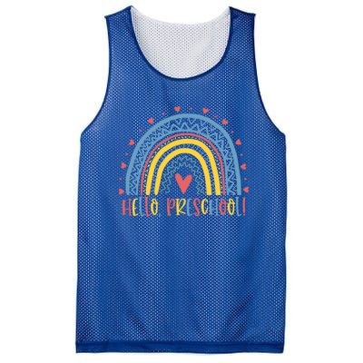 Happy First Day Of School Hello Preschool Teacher Rainbow Great Gift Mesh Reversible Basketball Jersey Tank