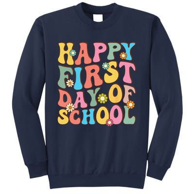 Happy First Day Of School Retro Groovy Teacher & Students Sweatshirt