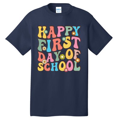 Happy First Day Of School Retro Groovy Teacher & Students Tall T-Shirt