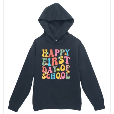 Happy First Day Of School Retro Groovy Teacher & Students Urban Pullover Hoodie