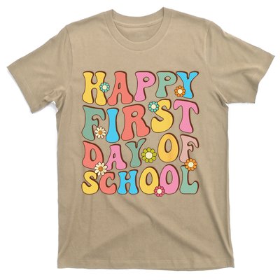 Happy First Day Of School Retro Groovy Teacher & Students T-Shirt