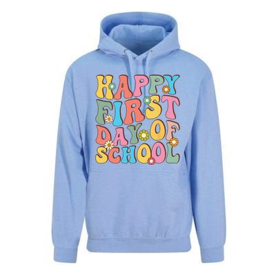 Happy First Day Of School Retro Groovy Teacher & Students Unisex Surf Hoodie