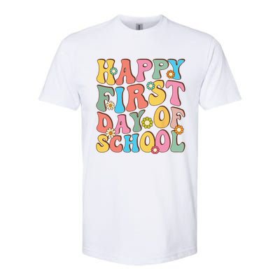 Happy First Day Of School Retro Groovy Teacher & Students Softstyle CVC T-Shirt